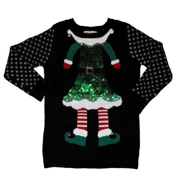 POOF GIRL Merry Christmas Elf Sweater Dress Size 10/12 - Picture 1 of 6